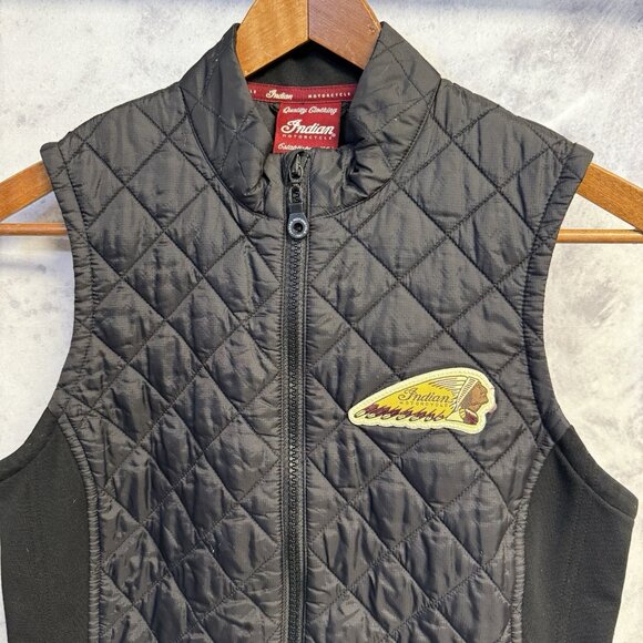 Indian Motorcycle Quilted Vest Black Full Zip Womens XS Black - Picture 3 of 11